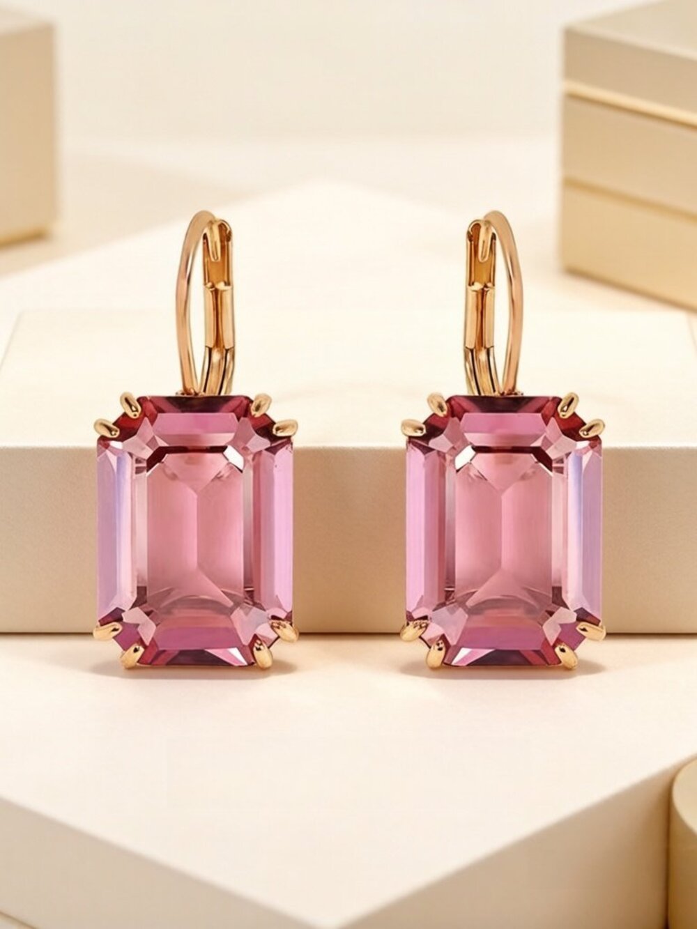 Swarovski Millennium Pendant-shaped Earrings, Pink Crystal Earrings